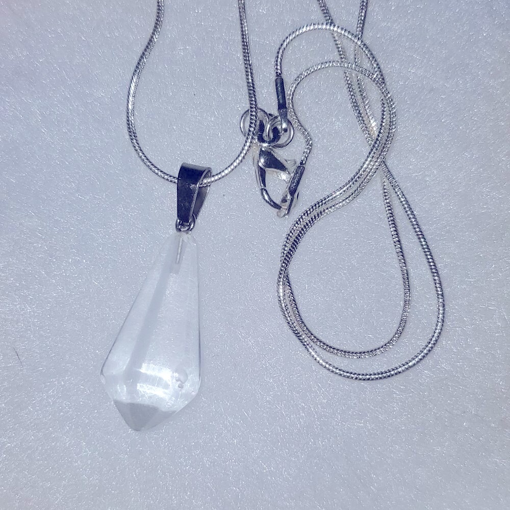 Boho hippie Quartz Crystal Sterling silver 16" Necklace